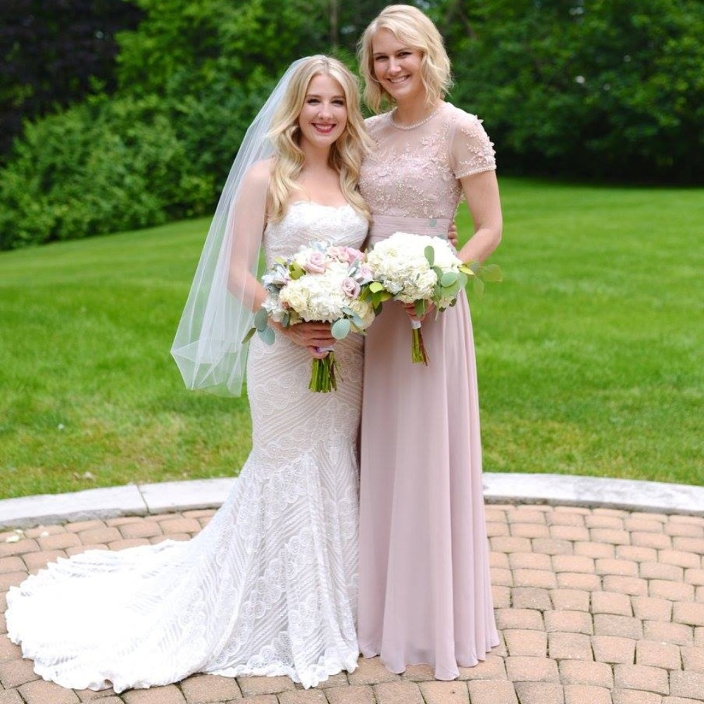 JS Collections Embellished Mesh & Chiffon Gown